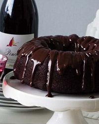 chocolate cake, chocolate bundt, ganache, food and wine